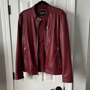 Guess Burgundy Leather Jacket